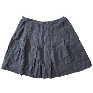 Vintage 70s 80s XS Aldens Dark Grey Pleated Mini Skirt with Hand Hem